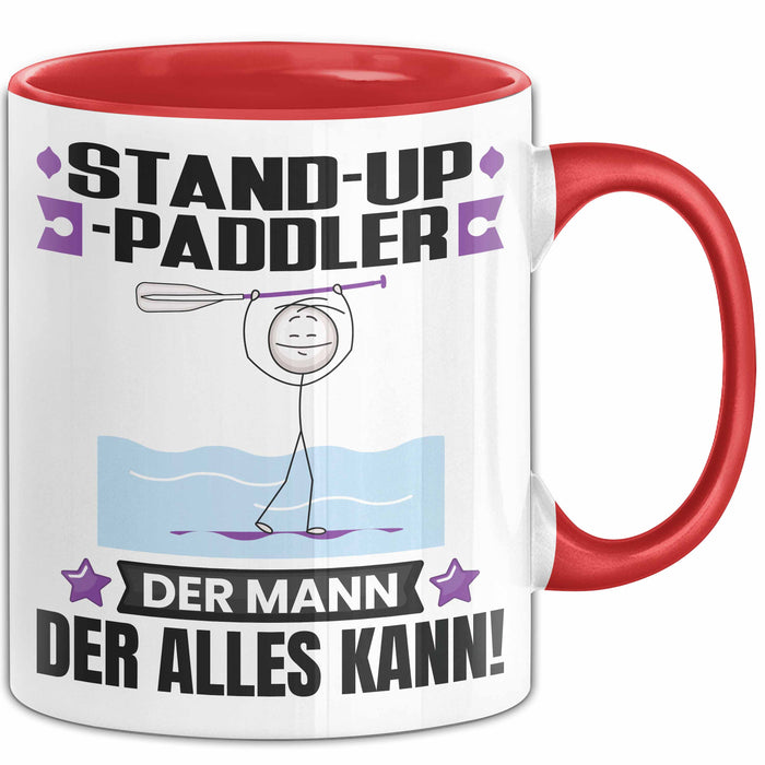 Stand-Up-Paddler Tasse Geschenk für Stand-Up-Paddler Der Mann Der Alles Kann Geschenkidee zum Geburtstag Rot Trendation