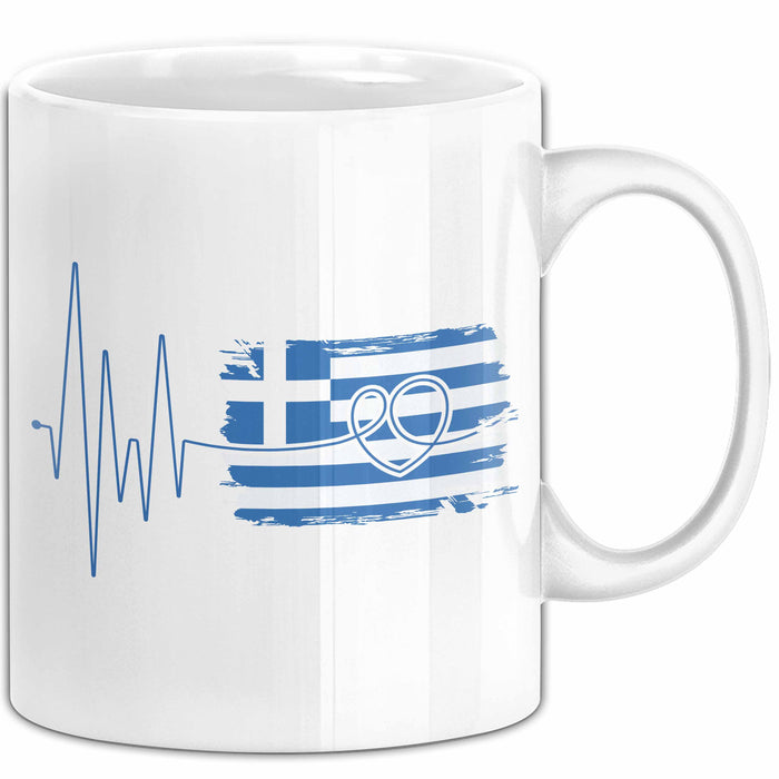 Griechenland Tasse Geschenk Grieche Flagge Herz Kaffee-Becher Weiß Trendation