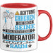 Moderator Geschenk Tasse Lustiger Spruch Erheben Sie Sich Der Moderator Betritt den Raum Rot Trendation