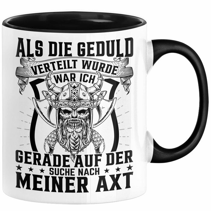 Forstwirt Geschenk Tasse Waldarbeiter Axt Holz Hacken Totenkopf Wikinger Kaffee-Becher für Holzfäller Schwarz Trendation