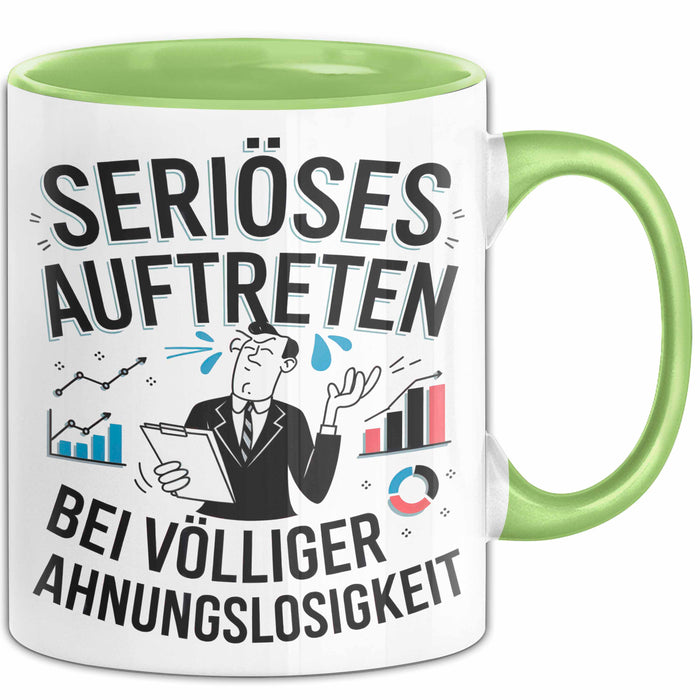 Sarkasmus Tasse Geschenkidee Erscheinung Mit Null Ahnung Grün Trendation