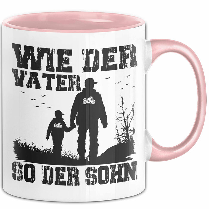 Vater Sohn Tasse Geschenk Lustige Geschenkidee Spruch Motorrad-Fahrer Rosa Trendation
