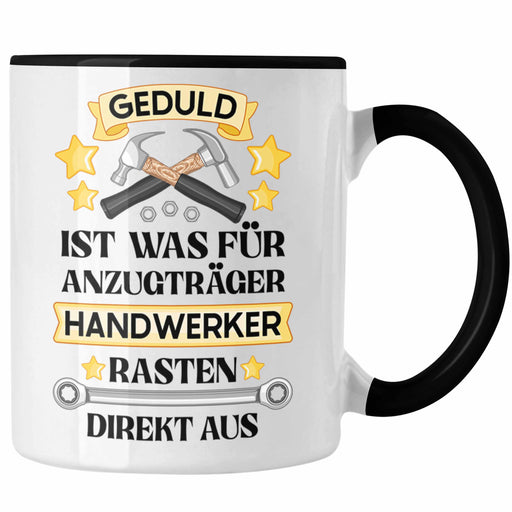 Trendation - Handwerker Tasse mit Spruch Geschenke für Handwerk Kaffeebecher KFZ Mechaniker Mechatroniker Schwarz Trendation