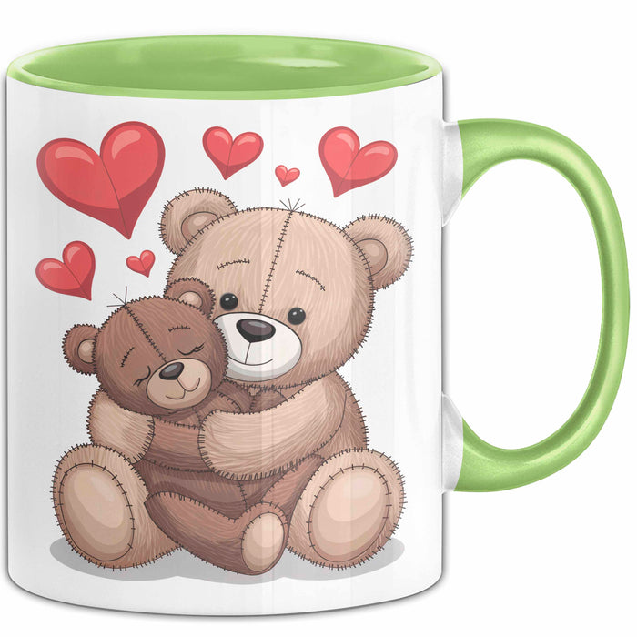 Teddybär Tierliebhaber Tasse Geschenk Lustige Geschenkidee Spruch Romantisches Herz Grün Trendation