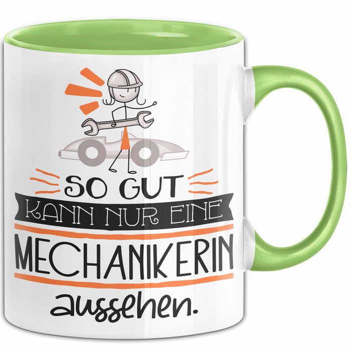 Mechanikerin Geschenk Tasse So Gut Kann Nur Eine Mechanikerin Aussehen Geschenkidee Geburtstag Weihnachten Lustig Grün Trendation