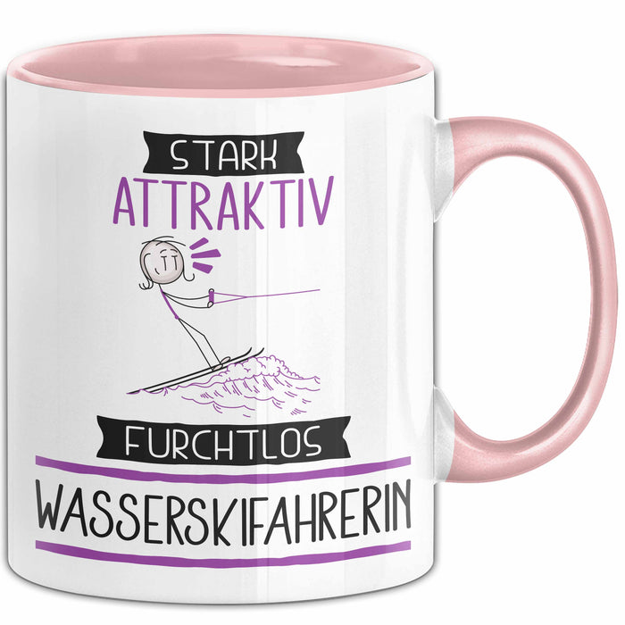 Wasserskifahrerin Tasse Geschenk Becher Stark Attraktiv Furchtlos Wasserskifahrerin Lustige Geschenkidee Rosa Trendation