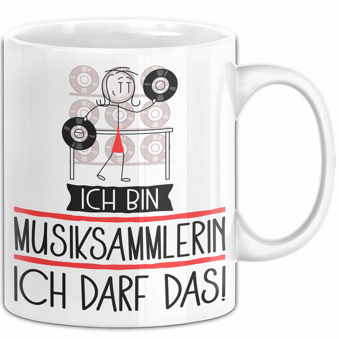 Geschenk für Musiksammlerin Tasse Lustige Geschenkidee Geburtstag Ich Bin Musiksammlerin Ich Darf Das Weiß Trendation