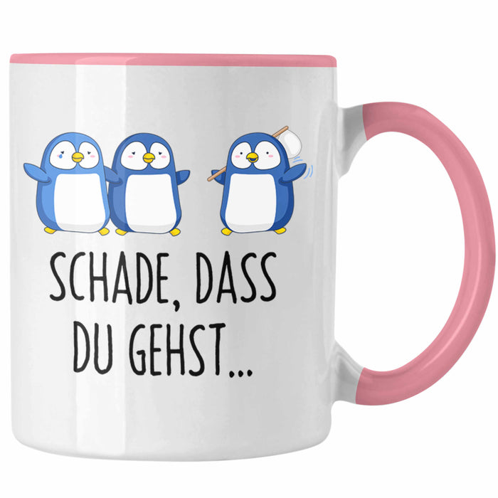 Trendation - Jobwechsel Tasse Geschenk Kollegin Kollege Abschied Lustig Abschiedsgeschenk Sprüche Neuer Job Schade Dass Du Gehst Rosa Trendation
