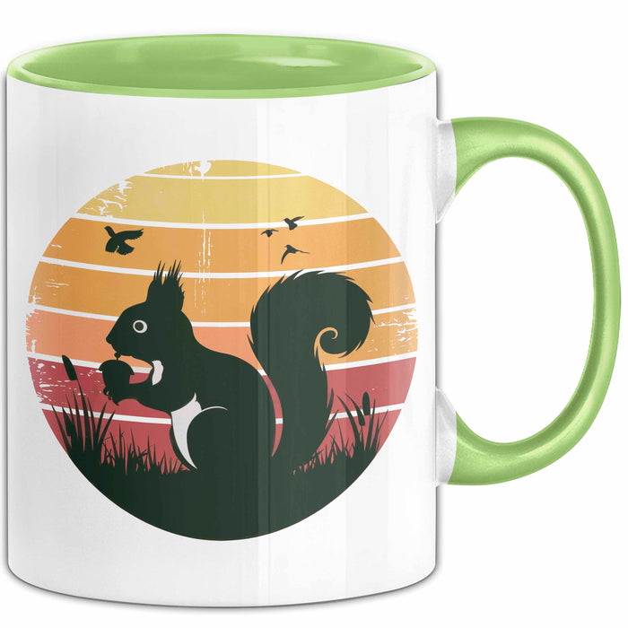 Eichhörnchen Tierliebhaber Retro Tasse Geschenk Lustige Geschenkidee Spruch Grün Trendation