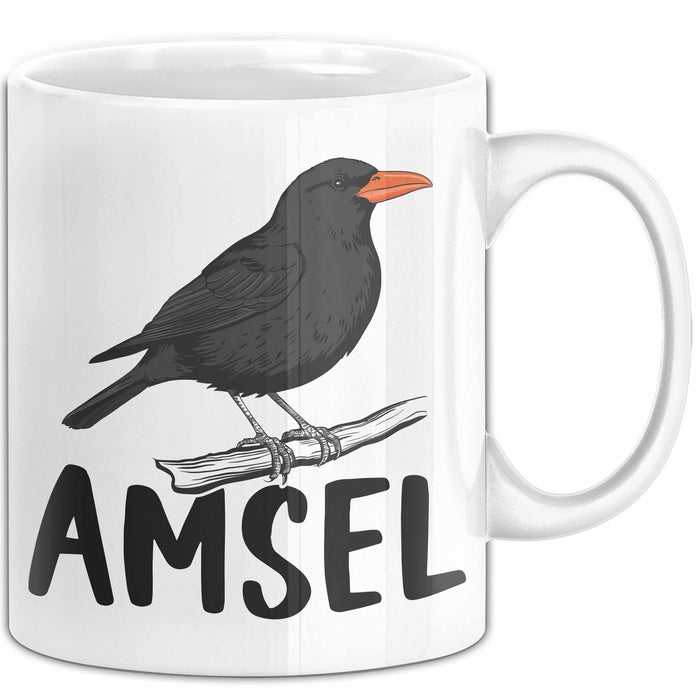 Amsel Vogel Tasse Geschenk Vogelbeobachter Ornithologe Biologe Weiß Trendation