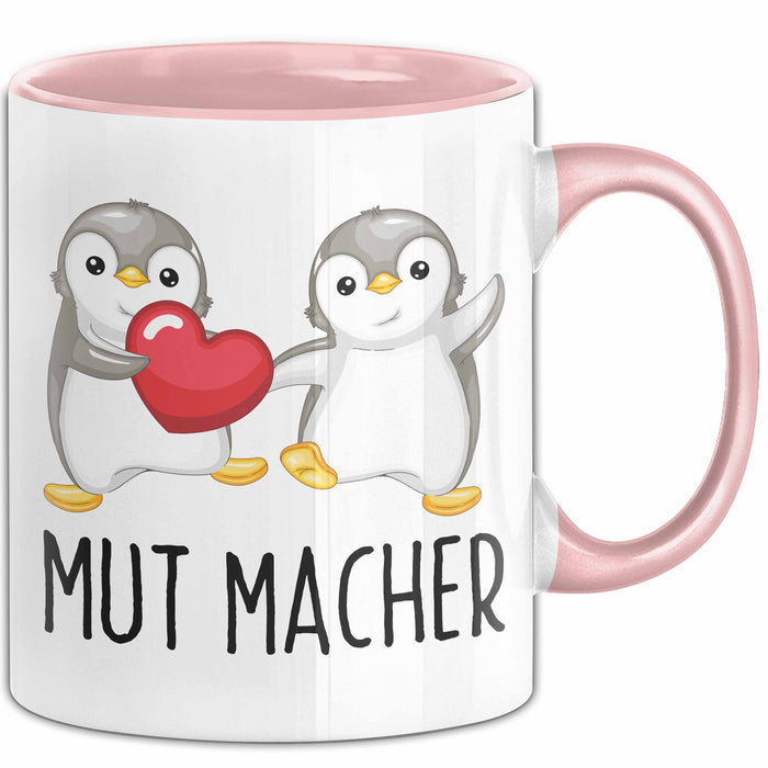 Lustige Tasse Geschenk Zwei Pinguine Mit Herz Witziger Becher Mut Rosa Trendation