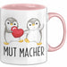 Lustige Tasse Geschenk Zwei Pinguine Mit Herz Witziger Becher Mut Rosa Trendation