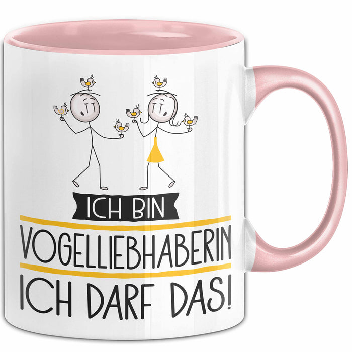 Geschenk für Vogelliebhaberin Tasse Lustige Geschenkidee Geburtstag Ich Bin Vogelliebhaberin Ich Darf Das Rosa Trendation