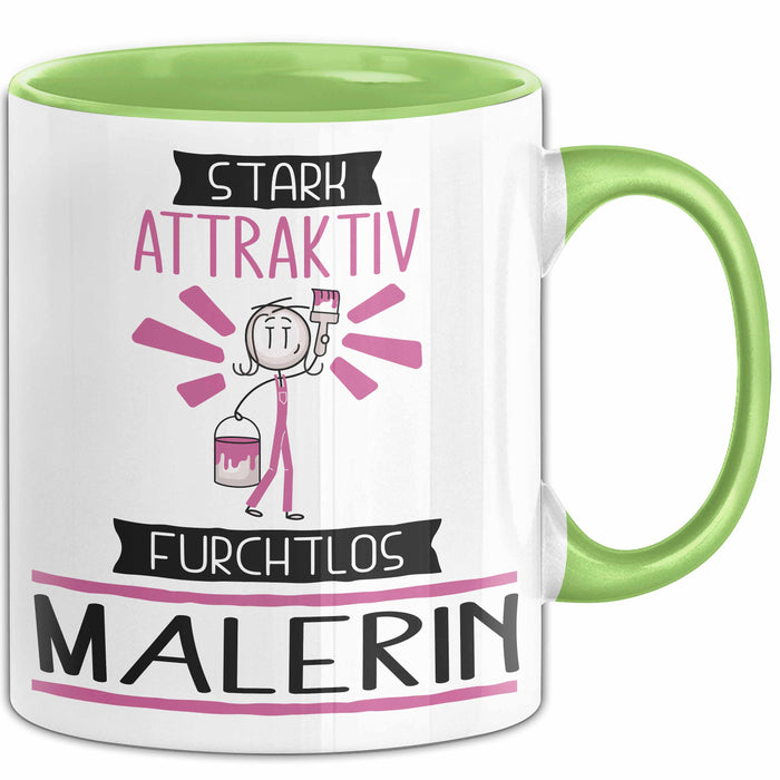Malerin Tasse Geschenk Becher Stark Attraktiv Furchtlos Malerin Lustige Geschenkidee Grün Trendation