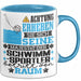 Schwimmsportler Geschenk Tasse Lustiger Spruch Erheben Sie Sich Der Schwimmsportler Betritt den Raum Blau Trendation