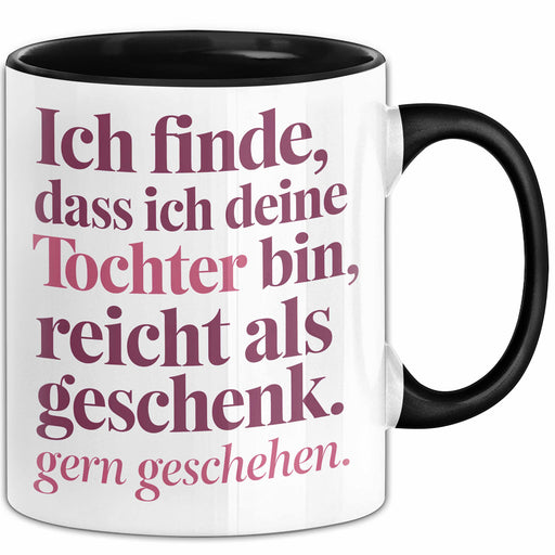 Tochter Tasse Geschenk Lustige Geschenkidee Spruch Ich Finde Dass Ich Deine Tochter Bin Reicht Als Geschenk Gern Geschehen Trendation