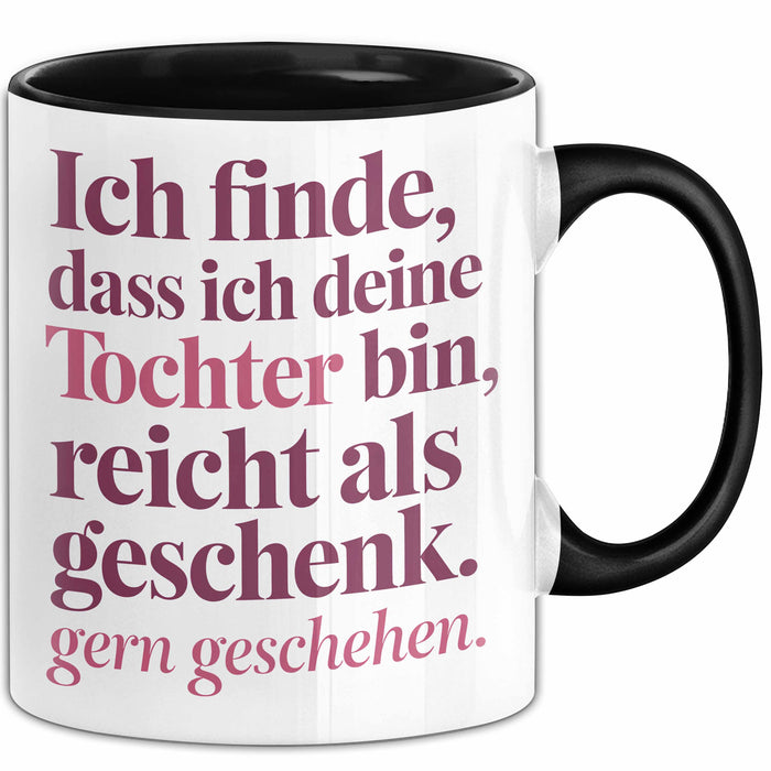 Tochter Tasse Geschenk Lustige Geschenkidee Spruch Ich Finde Dass Ich Deine Tochter Bin Reicht Als Geschenk Gern Geschehen Trendation