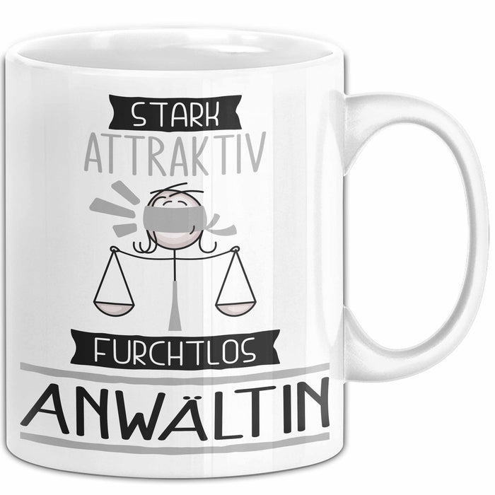 Anwältin Tasse Geschenk Becher Stark Attraktiv Furchtlos Anwältin Lustige Geschenkidee Weiß Trendation