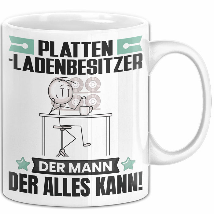 Plattenladenbesitzer Tasse Geschenk für Plattenladenbesitzer Der Mann Der Alles Kann Geschenkidee zum Geburtstag Weiß Trendation