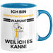 Tierphysiotherapeut Geschenk Tasse Lustiger Spruch Ich Bin Tierphysiotherapeut Warum Weil Ich Es Kann Geschenkidee Bester Tierphysiotherapeut Geburtstag Kaffee-Becher Blau Trendation