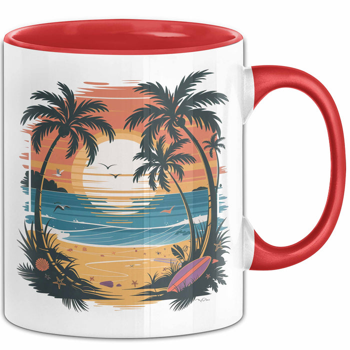 Sommerzeit Tasse Geschenkidee für Sonnenliebhaber Rot Trendation