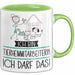 Geschenk für Tierheimmitarbeiterin Tasse Lustige Geschenkidee Geburtstag Ich Bin Tierheimmitarbeiterin Ich Darf Das Grün Trendation