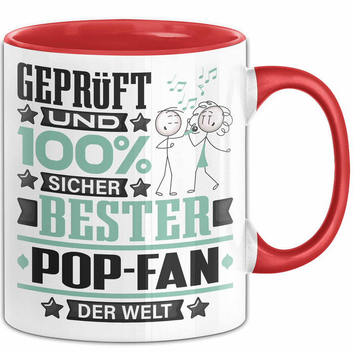 Pop-Fan Geschenk Lustiger Spruch für Pop-Fan Geschenkidee Bester Pop-Fan Der Welt Rot Trendation