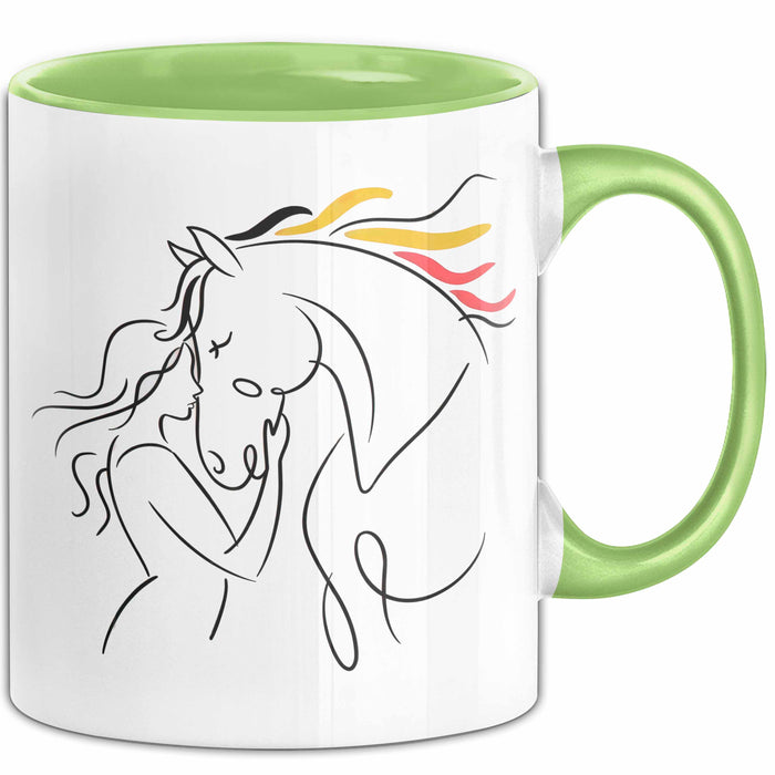 Pferde Tierliebhaber Tasse Geschenk Lustige Geschenkidee Spruch Grün Trendation