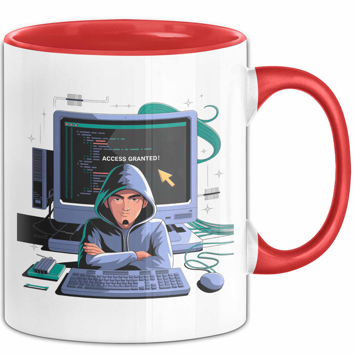 Ethical Hacker Tasse Geschenk Lustige Geschenkidee Spruch Für White Hat Codierer Rot Trendation