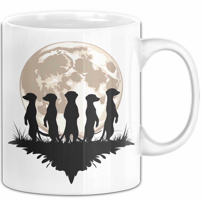 Erdmännchen Tier Mond Tasse Geschenk Lustige Geschenkidee Weiß Trendation