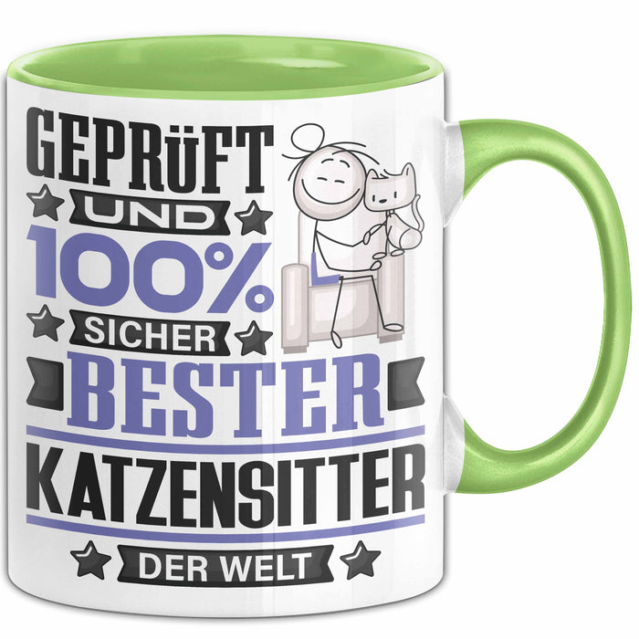 Katzensitter Geschenk Lustiger Spruch für Katzensitter Geschenkidee Bester Katzensitter Der Welt Grün Trendation