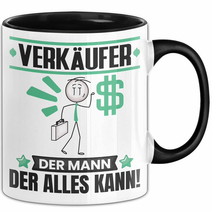 Verkäufer Tasse Geschenk für Verkäufer Der Mann Der Alles Kann Geschenkidee zum Geburtstag Schwarz Trendation