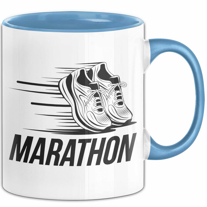 Marathonläufer Tasse Geschenkidee für Laufexperten Blau Trendation