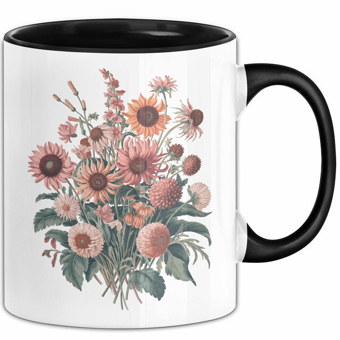Botanische Blumen Tasse Geschenk Lustige Geschenkidee Spruch Schwarz Trendation