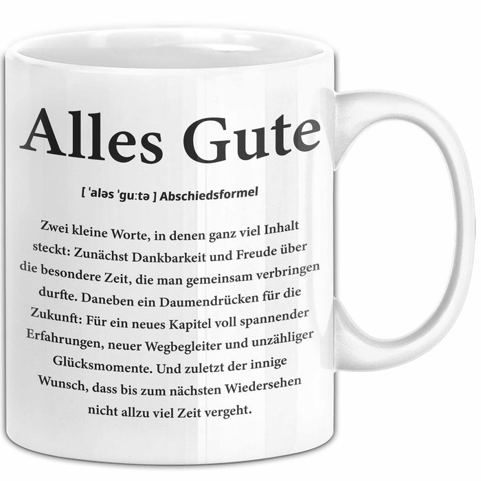 Büroarbeit Kollege Abschied Tasse Geschenk Lustige Geschenkidee Spruch Alles Gute Weiß Trendation