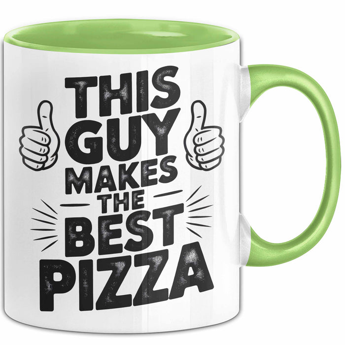 Pizzabäcker Tasse Geschenk Macht die beste Pizza Koch Spruch Grün Trendation