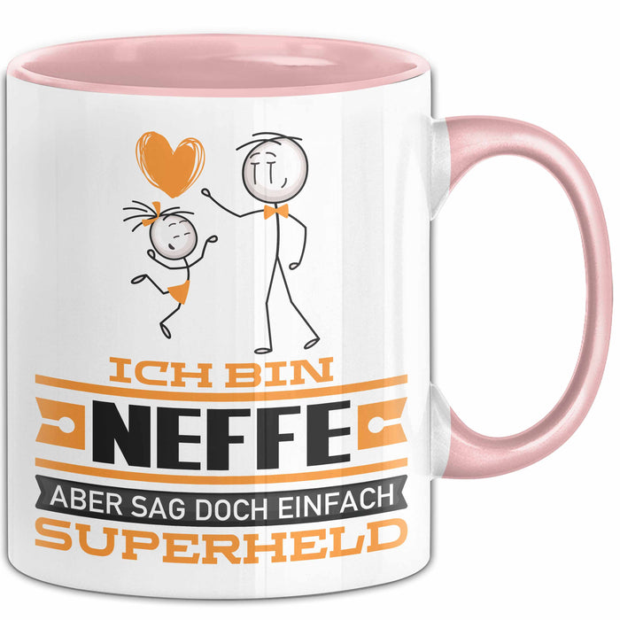 Neffe Geschenk Tasse Ich Bin Neffe Aber Sag Doch Einfach Superheld Lustige Geschenkdiee für Neffe Kaffee-Becher Rosa Trendation