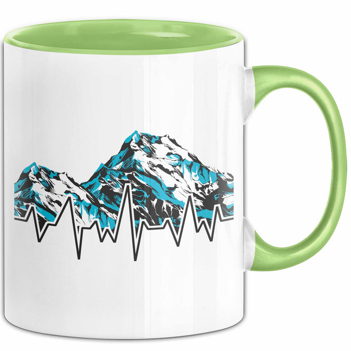 Ski Tasse Geschenk Grafik Skiberge Berge Becher Grün Trendation