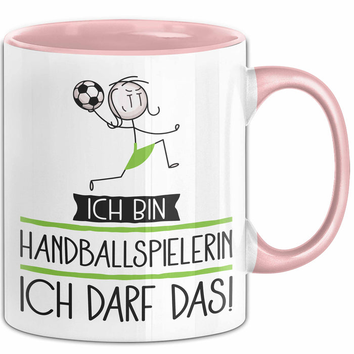 Geschenk für Handballspielerin Tasse Lustige Geschenkidee Geburtstag Ich Bin Handballspielerin Ich Darf Das Rosa Trendation
