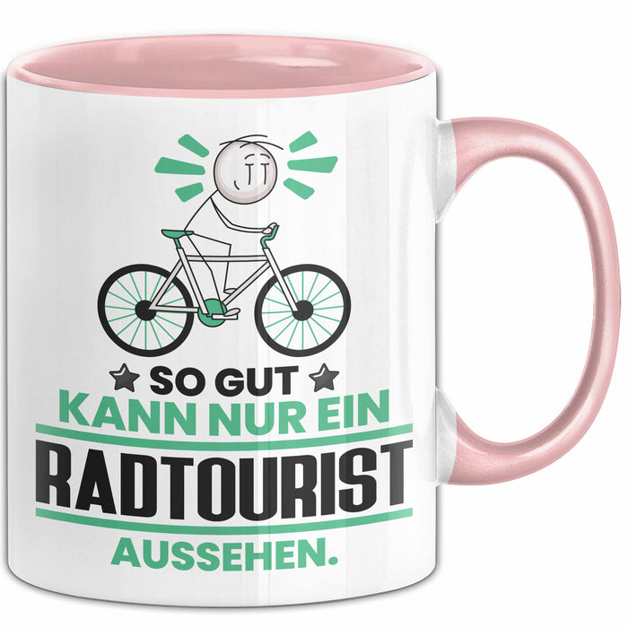 Radtourist Geschenk Tasse So Gut Kann Nur Ein Radtourist Aussehen Geschenkidee Kaffee-Becher Rosa Trendation