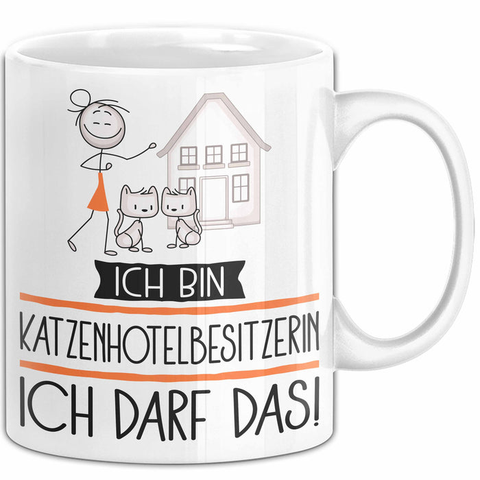Geschenk für Katzenhotelbesitzerin Tasse Lustige Geschenkidee Geburtstag Ich Bin Katzenhotelbesitzerin Ich Darf Das Weiß Trendation