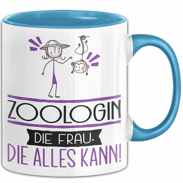 Zoologin Geschenk Tasse Becher Die Frau Die Allen Kann Geschenkidee für eine Zoologin Lustig Blau Trendation