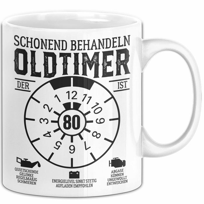 80. Geburtstag Tasse Oldtimer Schonend Behandeln Geschenkidee Männer Frauen Lustiger Spruch 80er Geburtstag Geschenk Weiß Trendation