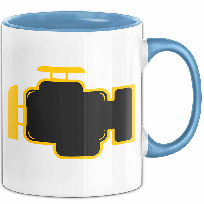 Motorkontrollleuchte Tasse Geschenk Lustige Geschenkidee Blau Trendation