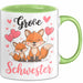 Big Sister Ältere Geschwister Schwestern Füchse Tasse Becher Geschenk Lustige Geschenkidee Spruch Big Sister Grün Trendation
