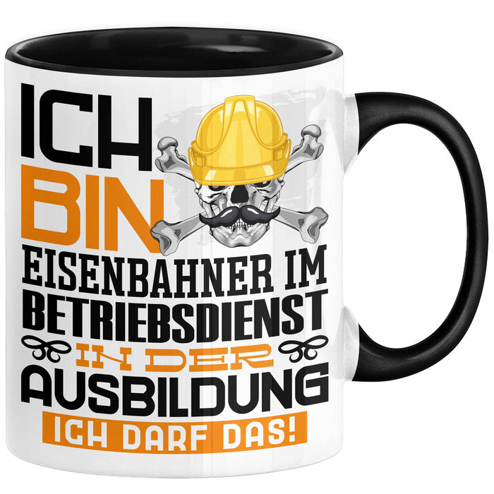 Eisenbahner im Betriebsdienst Ausbildung Tasse Geschenk Ich Bin Eisenbahner im Betriebsdienst In Der Ausbildung Ich Darf Das Geschenkidee Spruch Schwarz Trendation