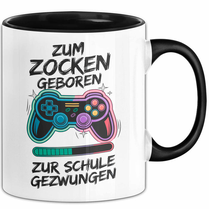 Gamer Gaming Liebhaber Tasse Geschenk Lustige Geschenkidee Spruch Zum Zocken Geboren Zur Schule Gezwungen Trendation