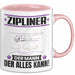 Zipliner Tasse Geschenk für Zipliner Der Mann Der Alles Kann Geschenkidee zum Geburtstag Rosa Trendation