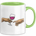Weinliebhaber Tasse Geschenk Erschaffung Von Adam Kunst Geschenkidee 2 Hände Finger Rotwein Wein Liebhaber Grün Trendation