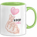 Kpop Love Girl Tasse Geschenk Süßes Herz Design Finger Herz Geste Grün Trendation